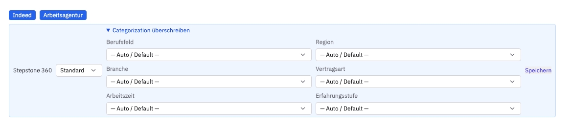 Ausgeklappte Kategorisierungs-Overrides am StepStone-360-Posting